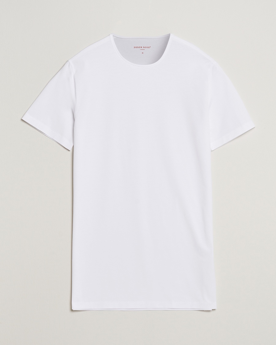 Homme | T-Shirts Blancs | Derek Rose | Pima Cotton Crew Neck T-Shirt White