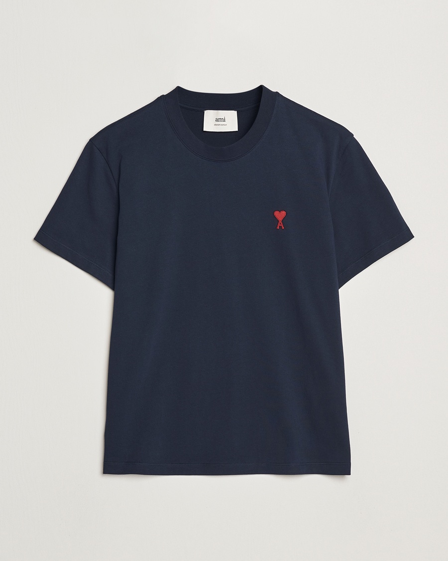 AMI Heart Logo T-Shirt Navy – Blauw