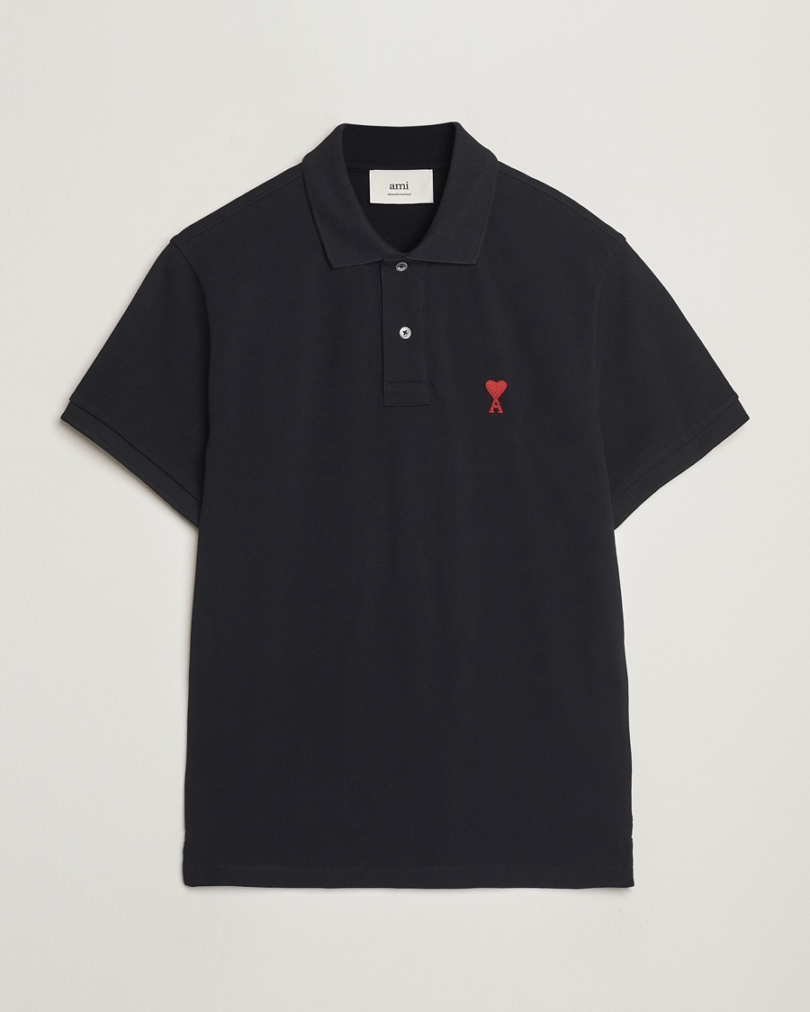 AMI Heart Logo Polo Black – Noir