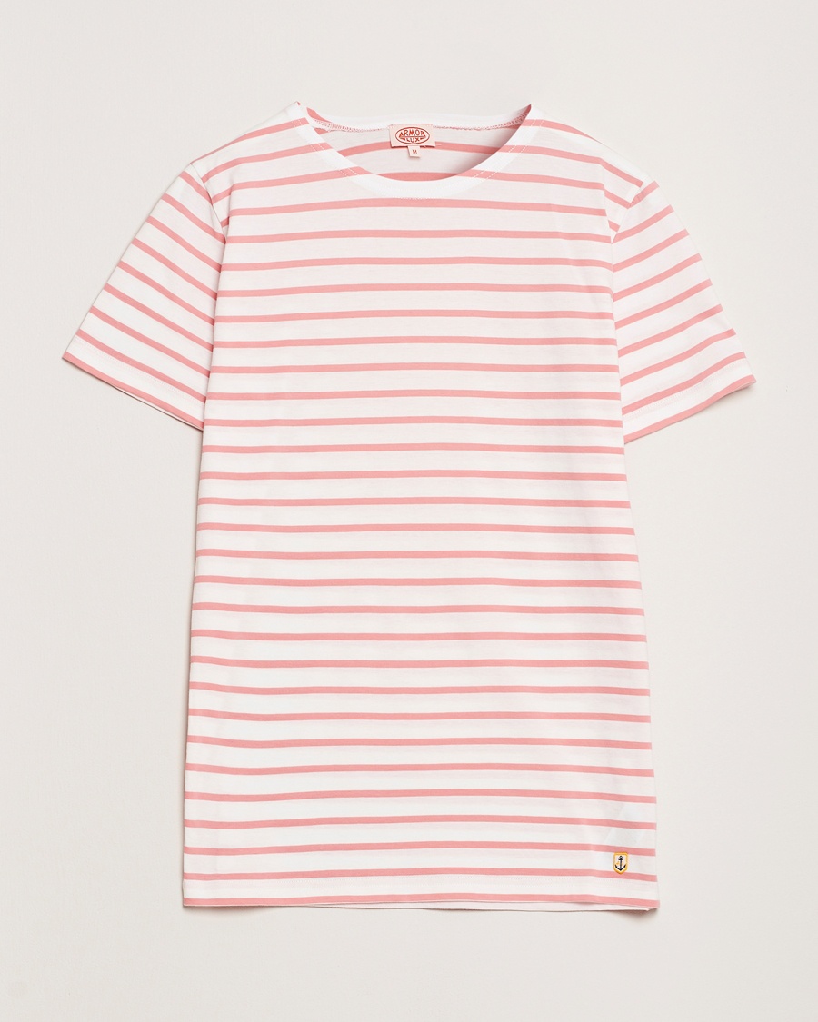 Homme | Nouvelles Images De Produit | Armor-lux | Hoëdic Boatneck Héritage Stripe T-shirt Milk/Bubblegum