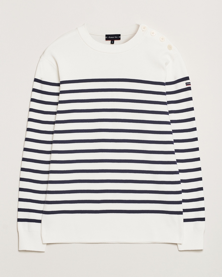 Armor-lux Groix Striped Sweater Milk/Navy – Blauw