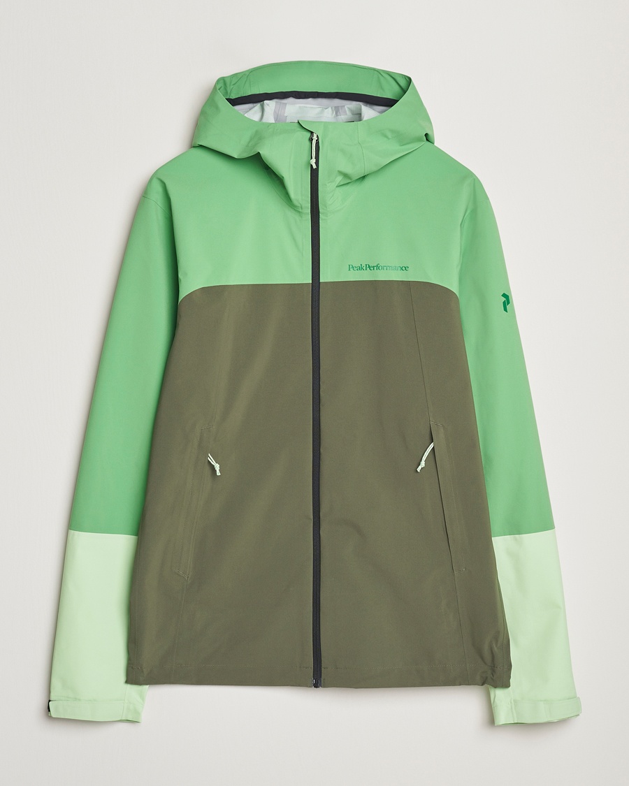 Heren | Functionele jassen | Peak Performance | Trail Hipe Hooded Shell Jacket Peppermint/Pine Needle