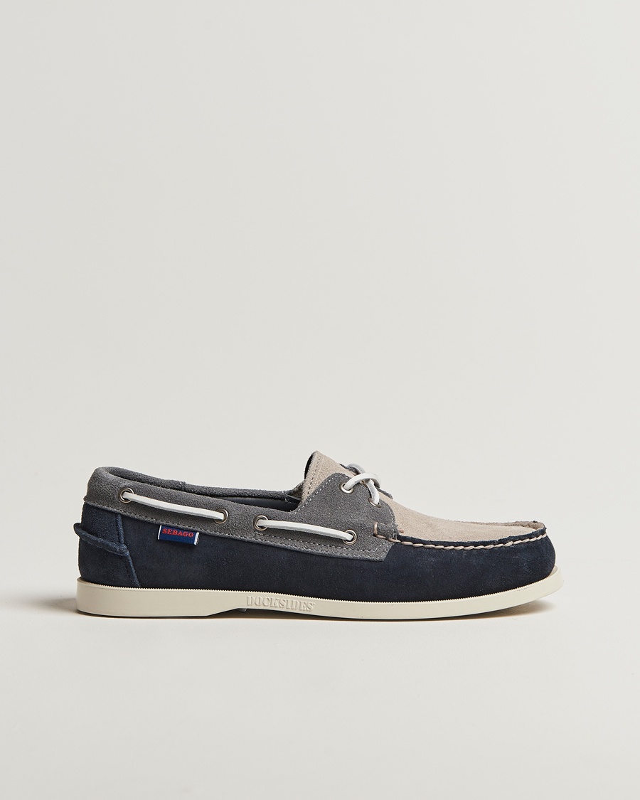 Sebago Docksides Portland Jib Boat Shoe Navy/Grey – Blauw
