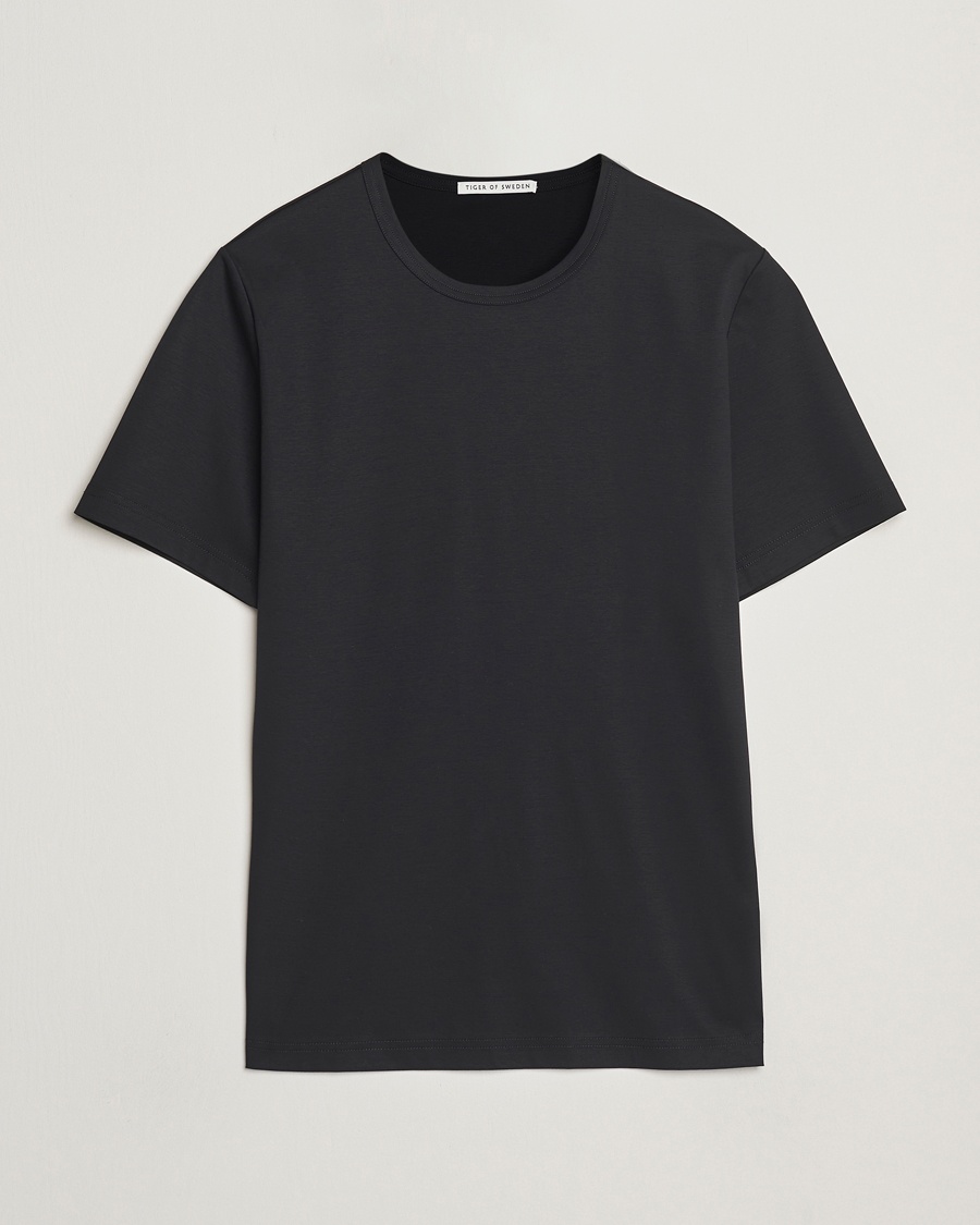 Heren | T-shirts | Tiger of Sweden | Olaf Mercerized Cotton T-Shirt Black
