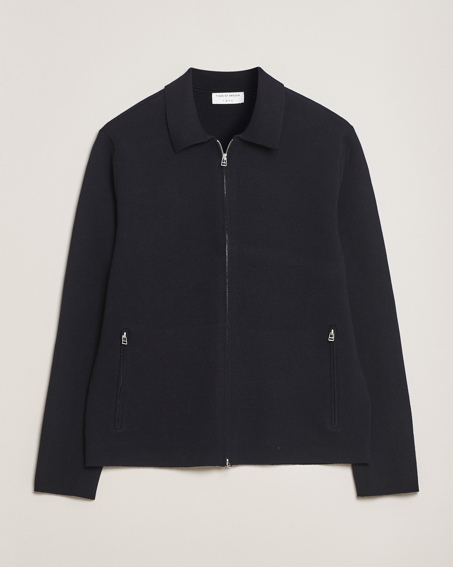 Tiger of Sweden Celyn Cotton/Wool Full Zip Light Ink – Bleu