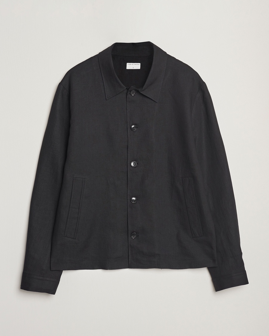 Heren | Tiger of Sweden | Tiger of Sweden | Barnaby Linen Overshirt Black