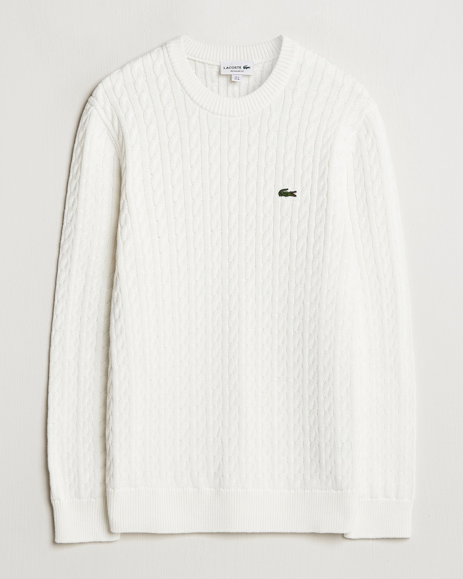 Lacoste Cotton Cable Sweater Flour – Wit