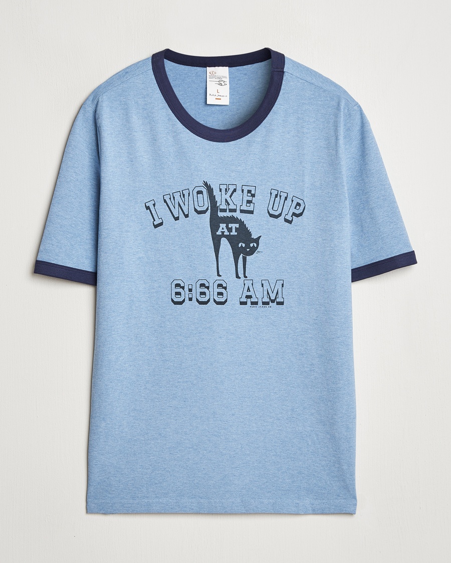 Homme | Sections | Nudie Jeans | Ricky Printed Ringer T-Shirt Blue Melange
