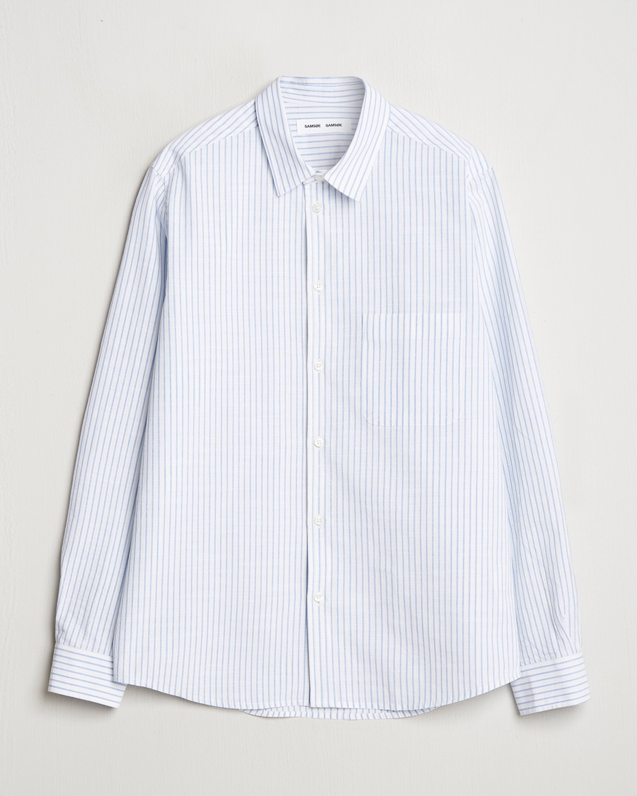 Homme | | Samsøe Samsøe | Ryan Cotton Striped Shirt Blue/White