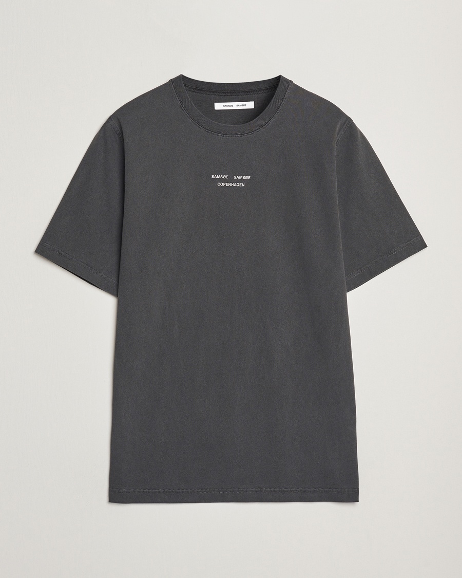 Homme | Business & Beyond | Samsøe Samsøe | Marcus Center Logo T Crew Neck T-Shirt Washed Black