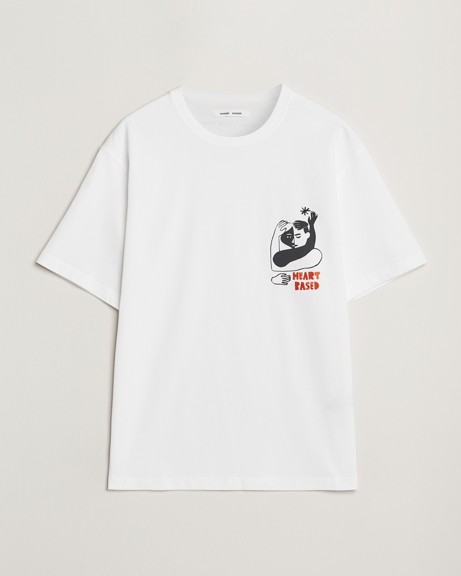 Heren | Samsøe Samsøe | Samsøe Samsøe | Heart Printed Crew Neck T-Shirt White