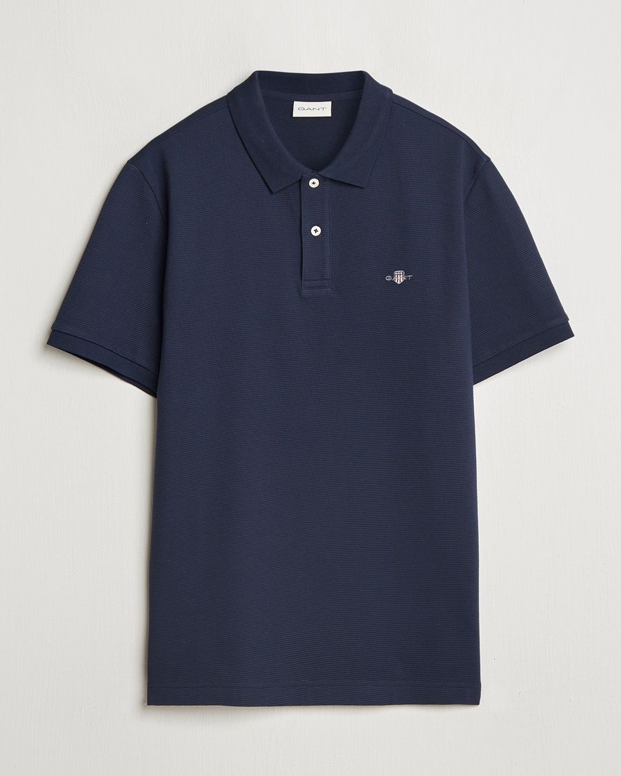 Homme | | GANT | Textured Polo Evening Blue