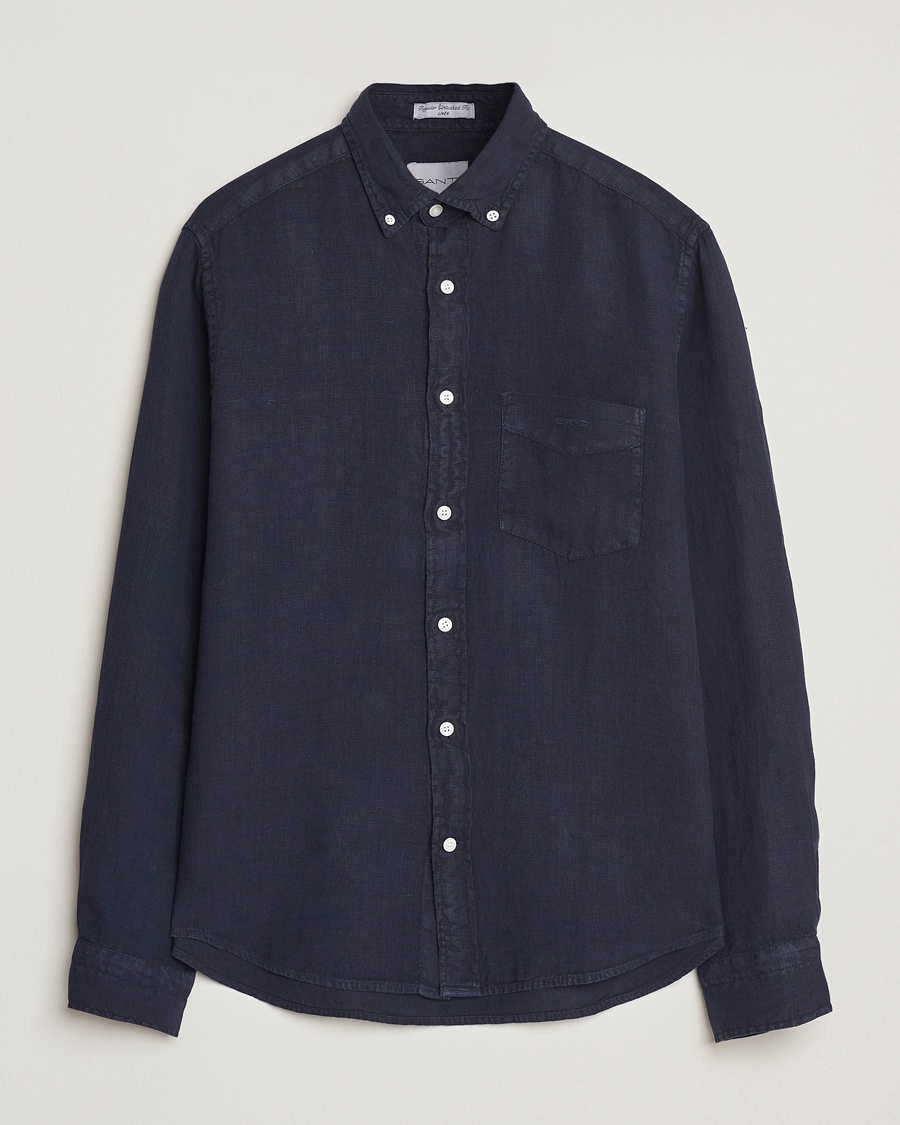 Gant Regular Fit Garment Dyed Linen Shirt Evening Blue – Bleu