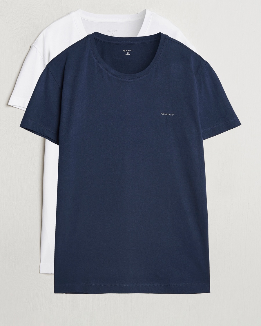 GANT 2-Pack Crew Neck T-Shirt Navy/White – Blauw