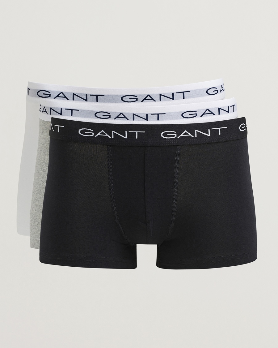 Gant 3-Pack Trunks Light Grey Melange/Black/White – Gris