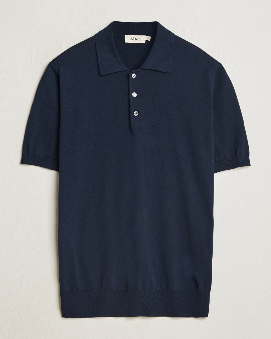 Homme | | Altea | Short Sleeve Cotton Polo Navy