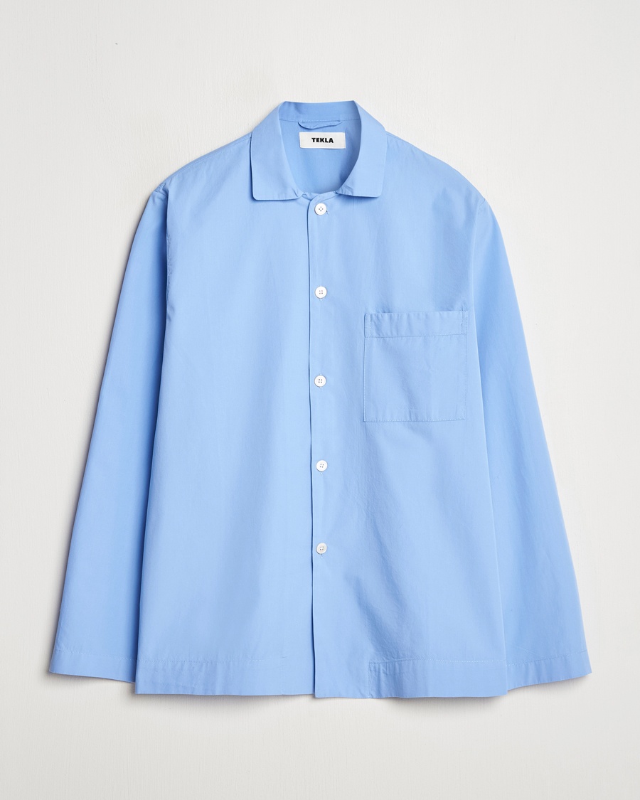 Tekla Poplin Pyjama Shirt Cornflower Blue – Bleu