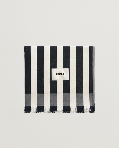 Tekla Organic Terry Beach Towel Cala Stripes – Blauw