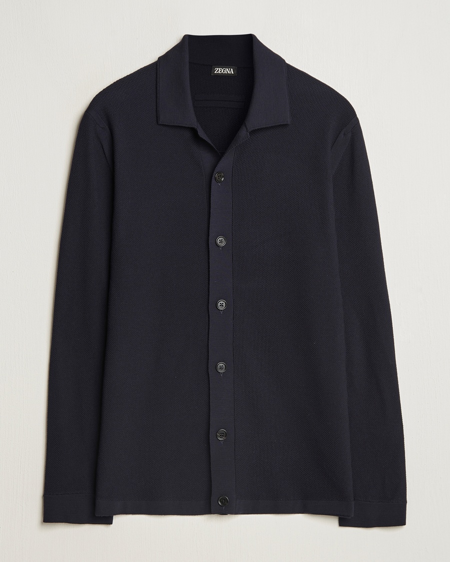 Homme | Cardigans | Zegna | Structured Wool Cardigan Navy
