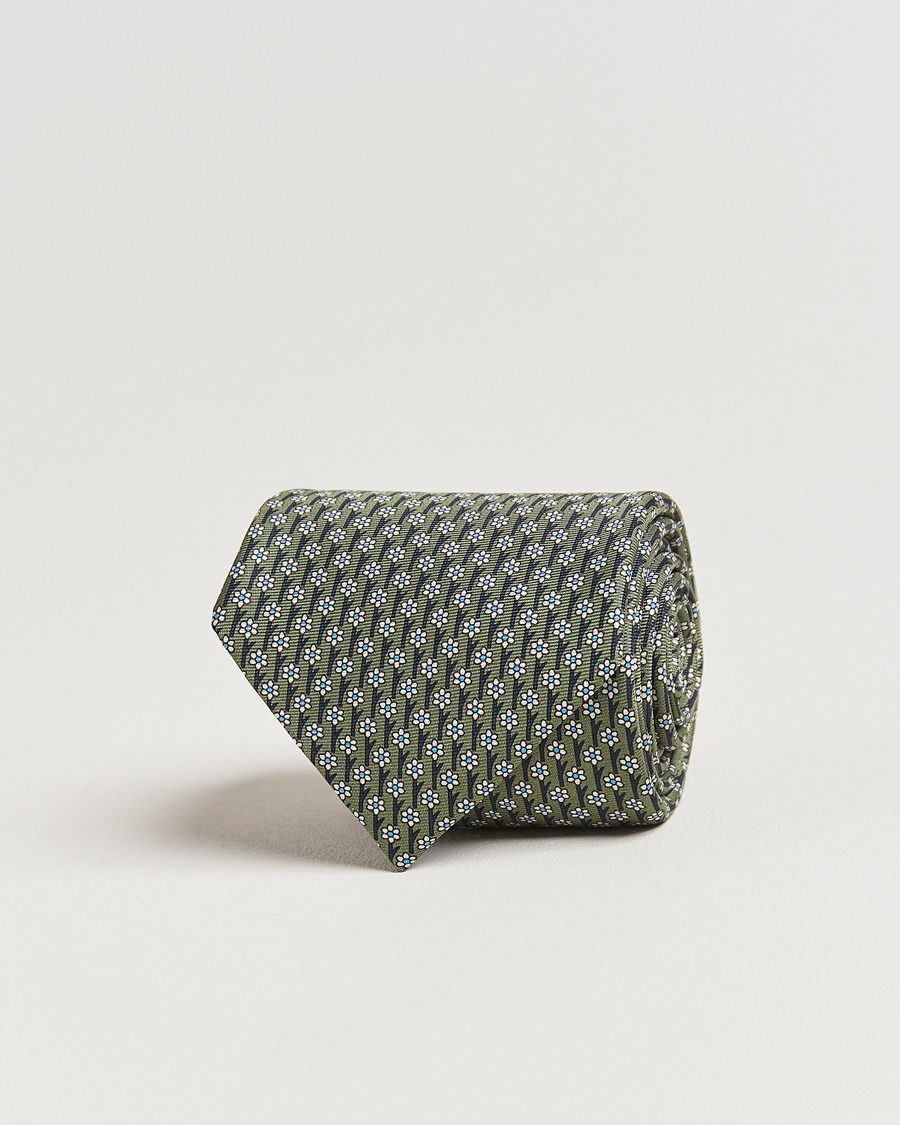 Homme | | Zegna | Printed Flower Silk Tie Green