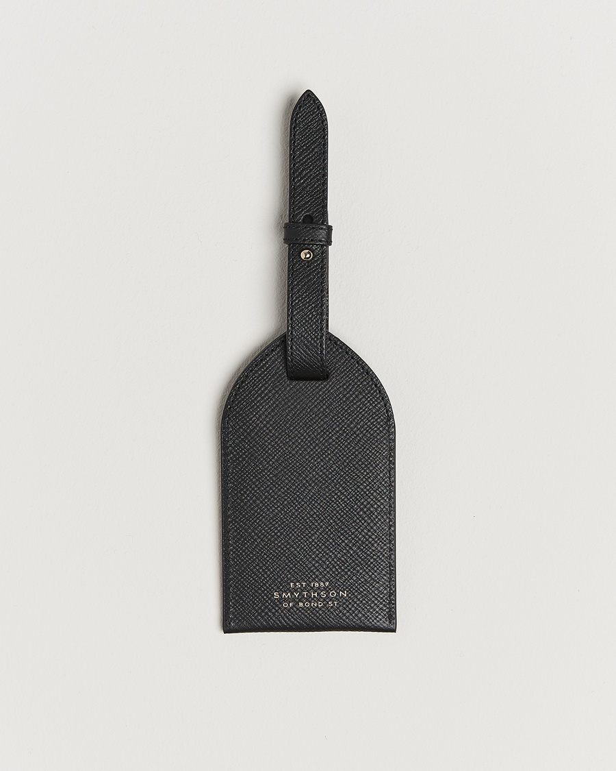 Smythson Panama Luggage Tag Black – Zwart