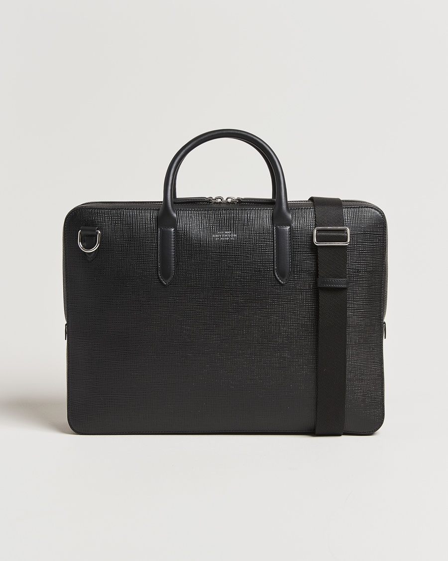 Smythson Panama Large Lightweight Briefcase Black – Zwart
