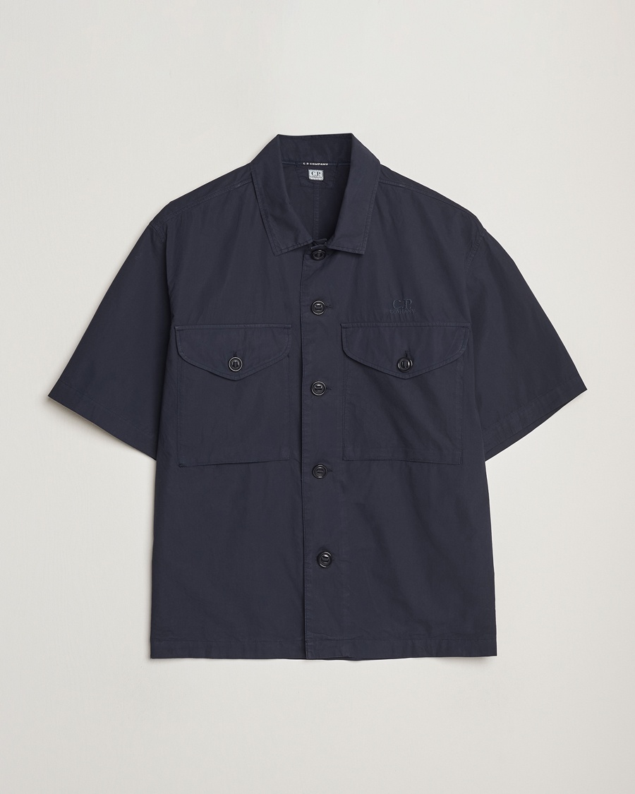 Homme | Chemises À Manches Courtes | C.P. Company | Short Sleeve Popline Shirt Navy
