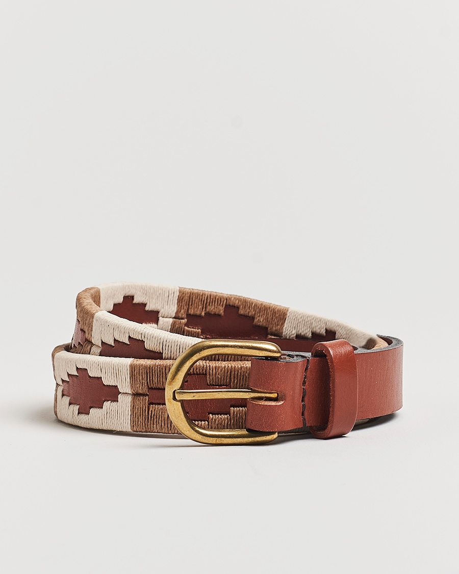 Pampeano Skinny Hand Stitched Leather Belt 2,5cm Brown – Marron