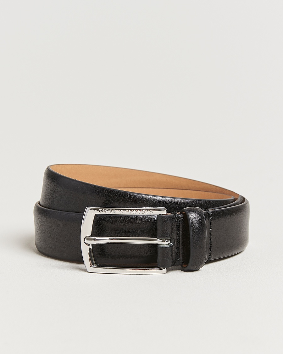 Tiger of Sweden Asenby Leather 3 cm Belt Black – Noir