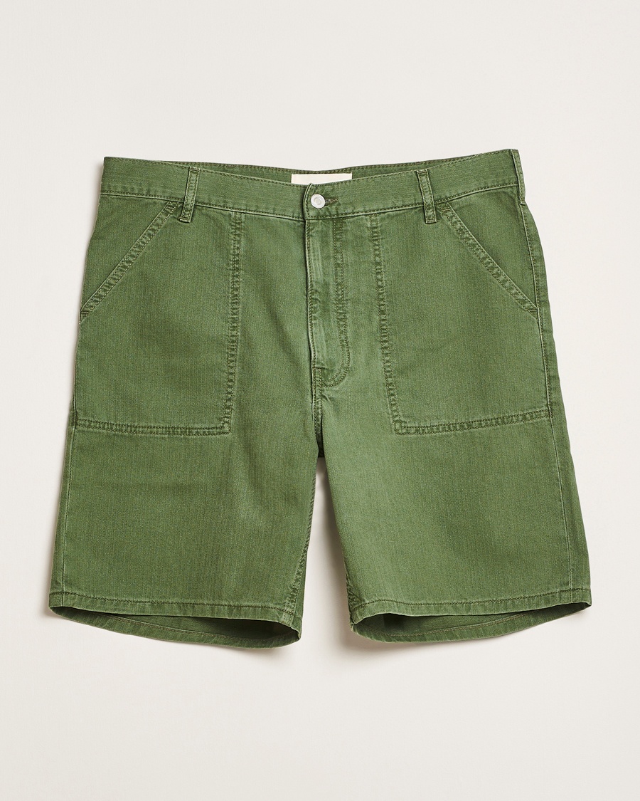 Homme | | Jeanerica | GM011 Genua Worker Chino Shorts Chevron Green