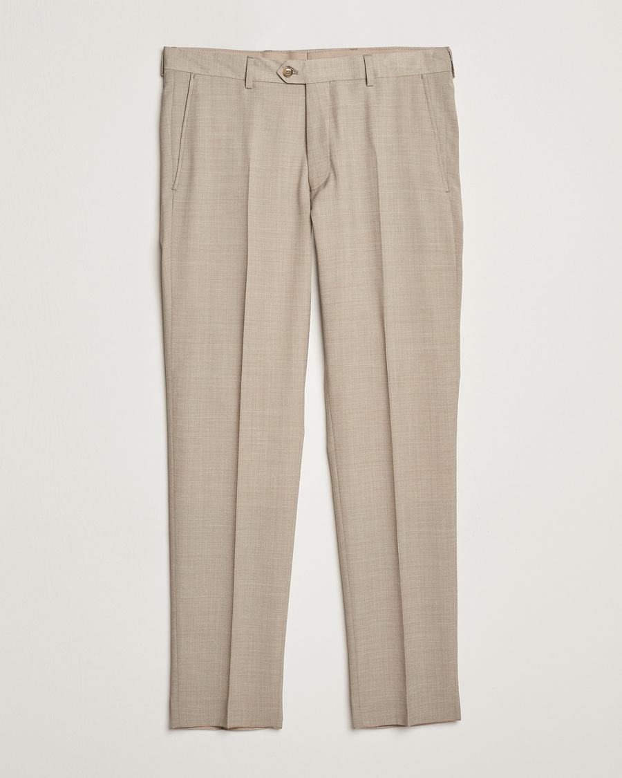 Homme | Business & Beyond - Formal | Oscar Jacobson | Denz Wool Stretch Suit Trousers Beige
