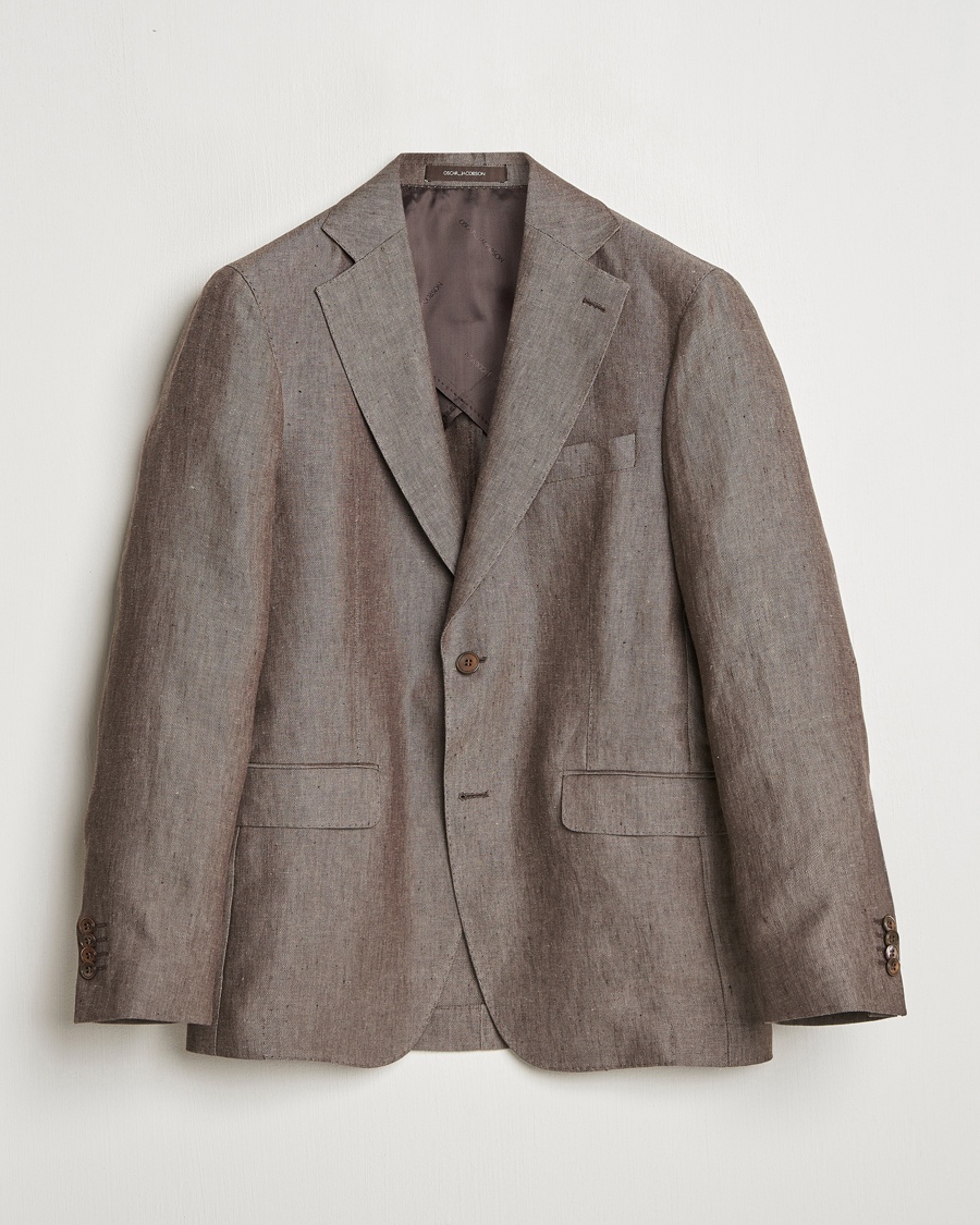 Homme | Blazers En Lin | Oscar Jacobson | Ferry Soft Linen Blazer Brown