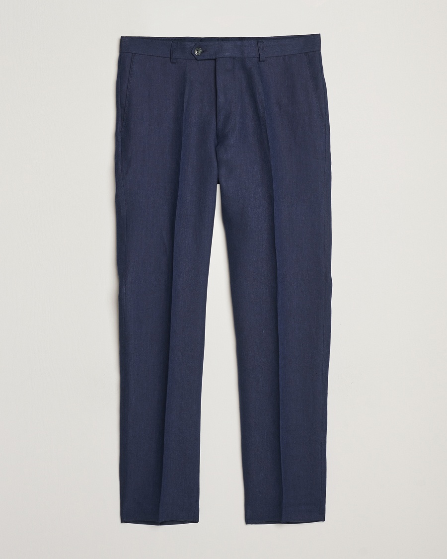 Homme | Business & Beyond - Formal | Oscar Jacobson | Denz Linen Trousers Navy