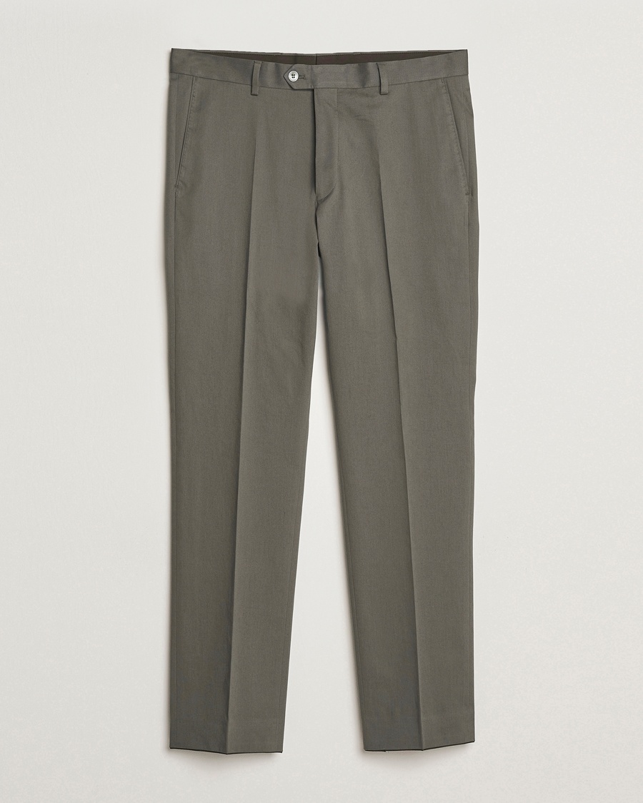 Homme | Chinos | Oscar Jacobson | Dandy Cotton Trousers Olive