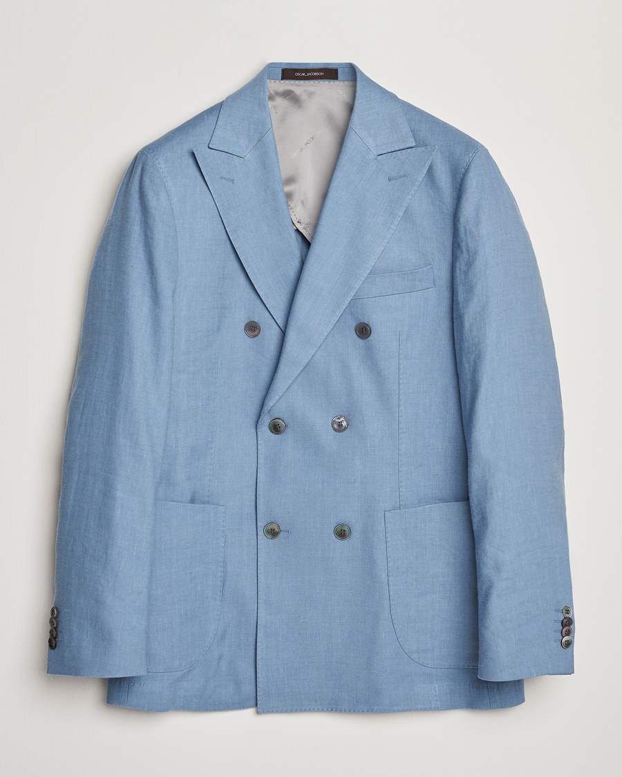 Homme | Business & Beyond - Formal | Oscar Jacobson | Farris Patch Soft DB Linen Blazer Light Blue