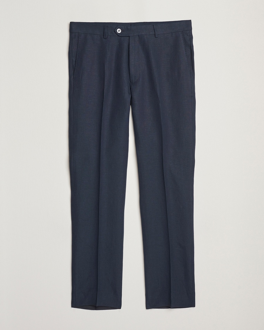 Homme | Business & Beyond - Formal | Oscar Jacobson | Dandy Linen Trousers Navy