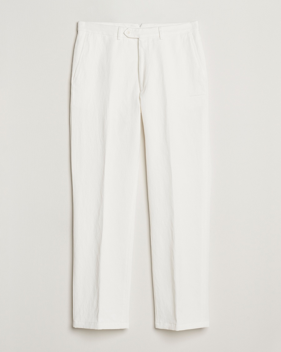 Homme | Pantalons En Lin | Oscar Jacobson | Del Cotton/Linen Trousers White