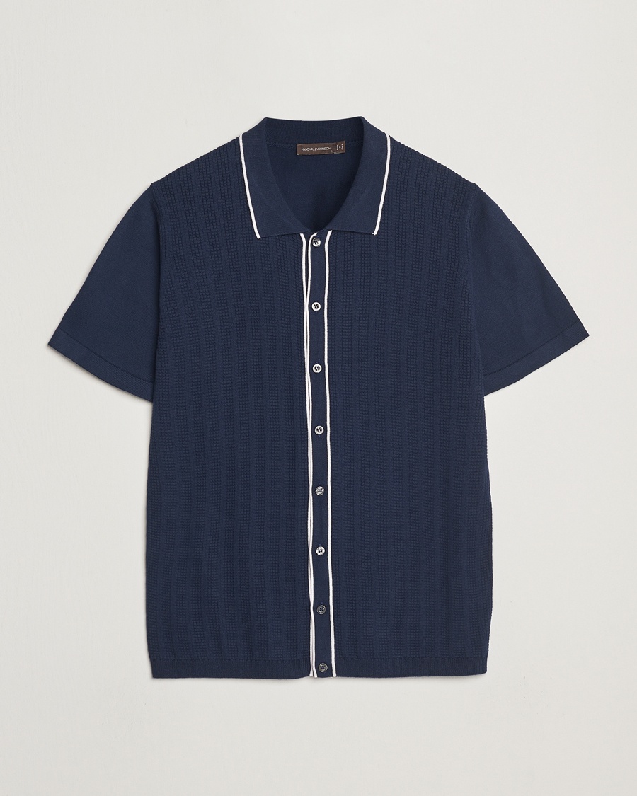 Homme | Business & Beyond - Formal | Oscar Jacobson | Barker Knitted Polo Navy