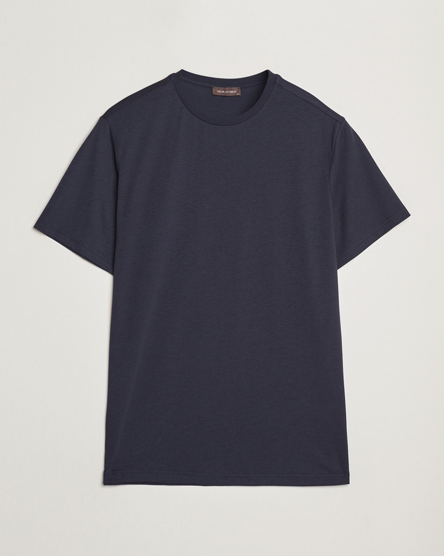 Homme | T-shirts À Manches Courtes | Oscar Jacobson | Kim Cotton/Tencel T-Shirt Navy