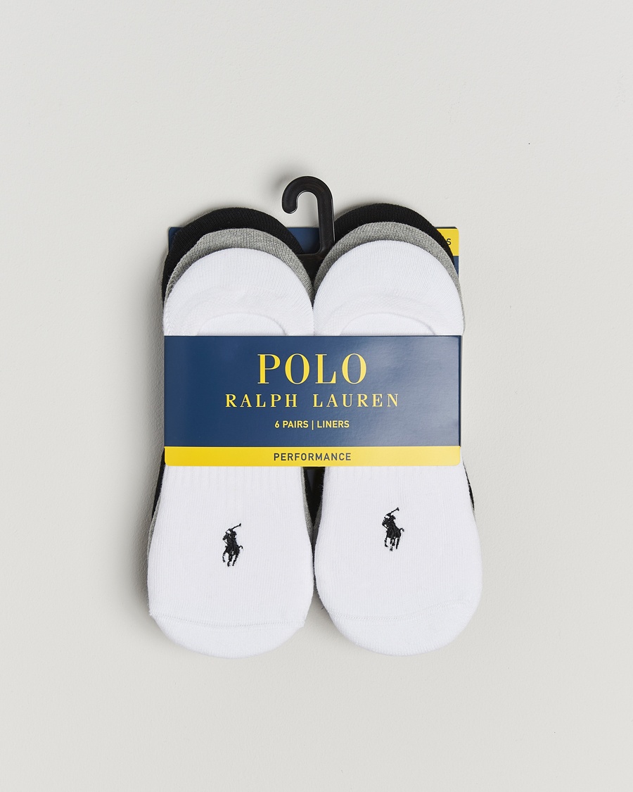 Polo Ralph Lauren 6-Pack No Show Big Pony Pony Socks Black/White/Grey – Blanc