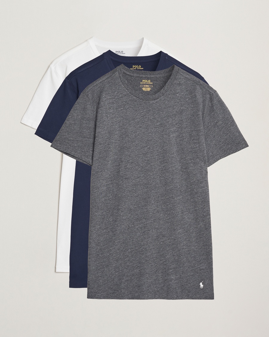Polo Ralph Lauren 3-Pack Crew Neck T-Shirt Navy/Grey/White – Blanc
