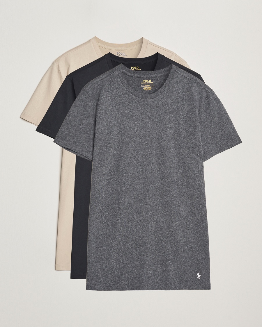 Polo Ralph Lauren 3-Pack Crew Neck T-Shirt Grey/Beige/Black – Grijs