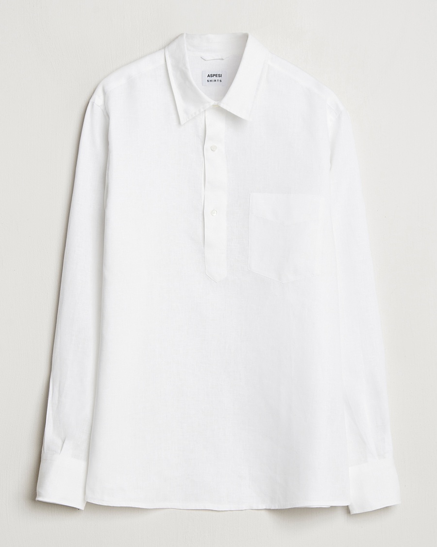 Homme | | Aspesi | Linen Popover Shirt White