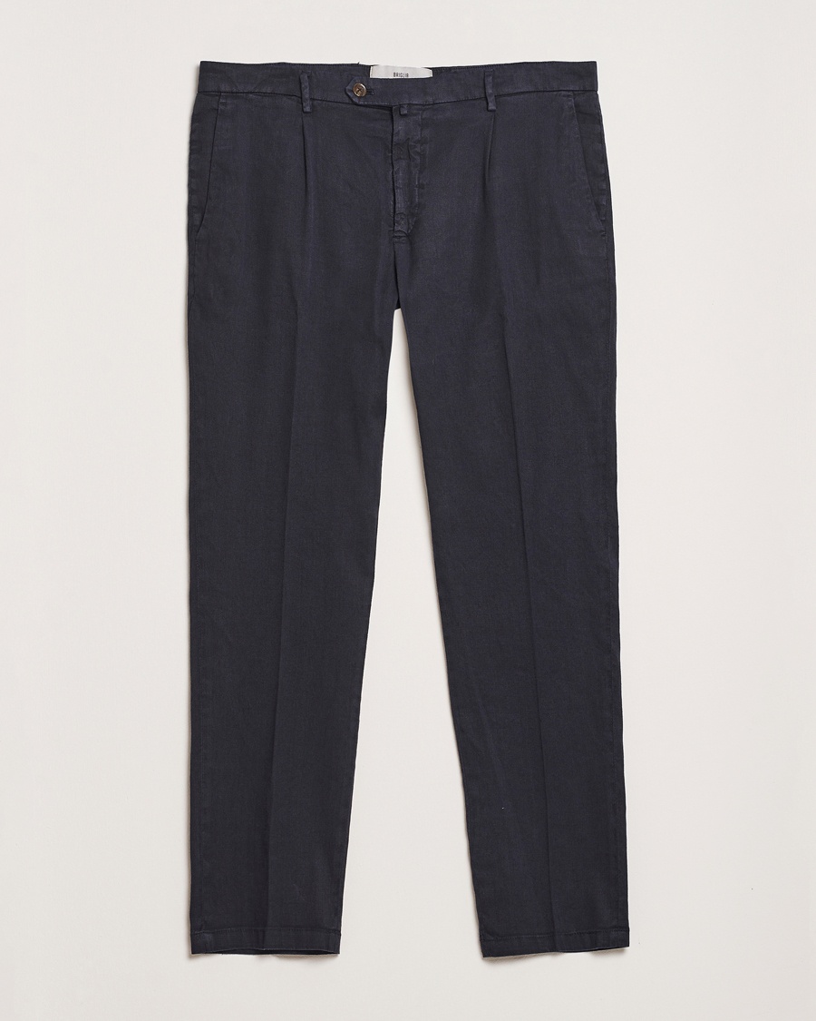 Heren | Linnen broeken | Briglia 1949 | Pleated Linen Trousers Navy