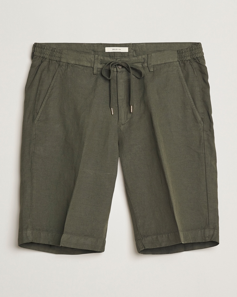 Homme | Shorts En Lin | Briglia 1949 | Linen/Cotton Drawstring Shorts Olive