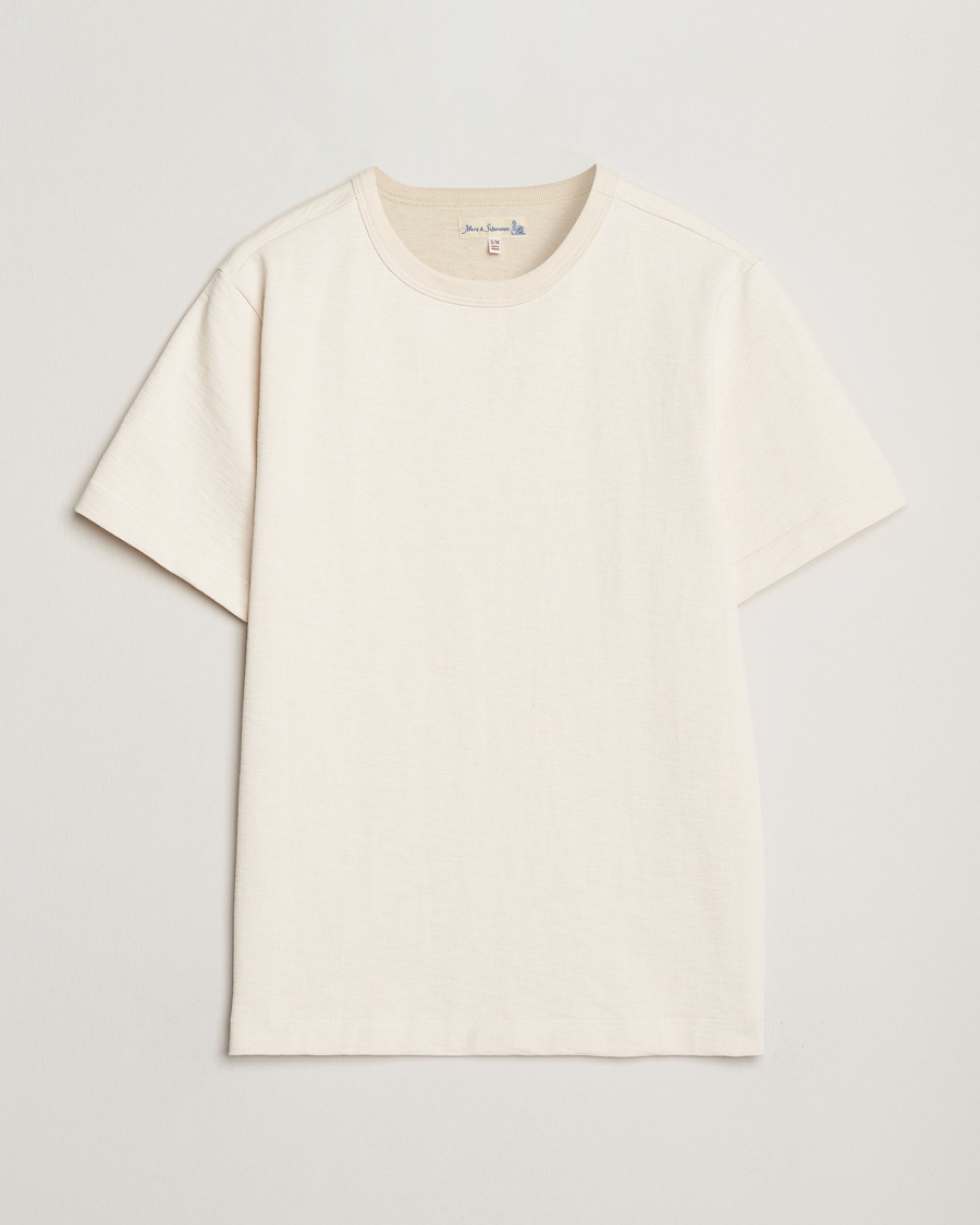 Merz b. Schwanen Relaxed Fit Loopwheeled Heavy T-Shirt Nature – Wit