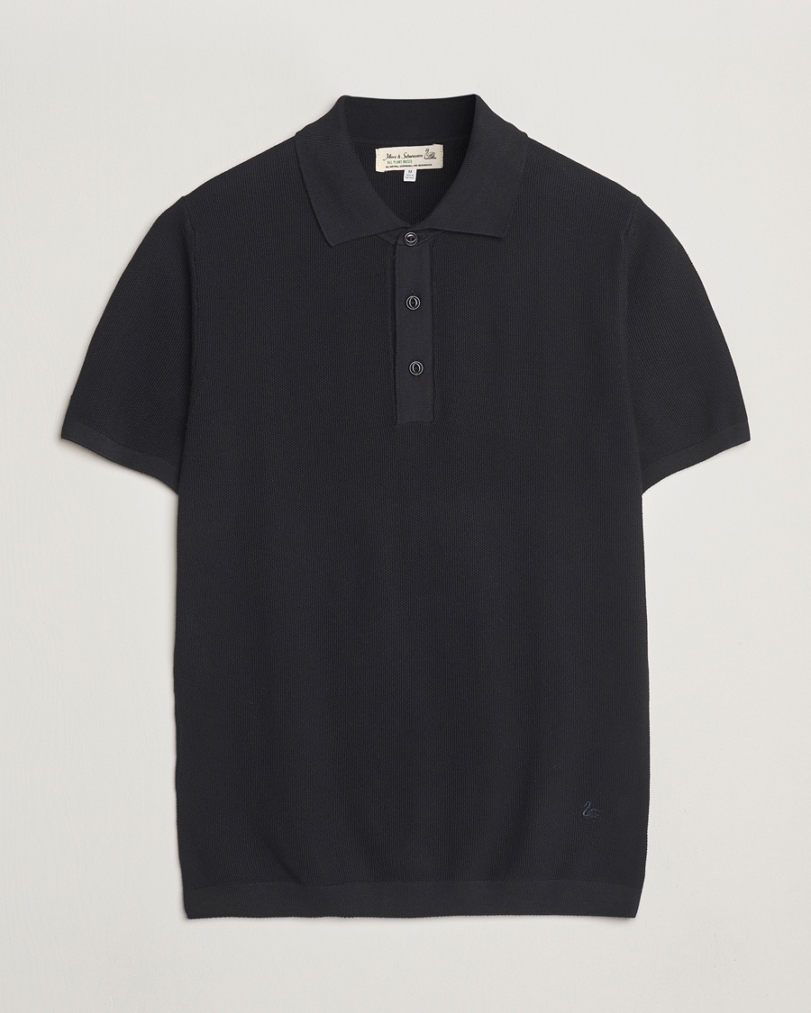 Heren | Polo's | Merz b. Schwanen | Relaxed Fit Knitted Polo Black