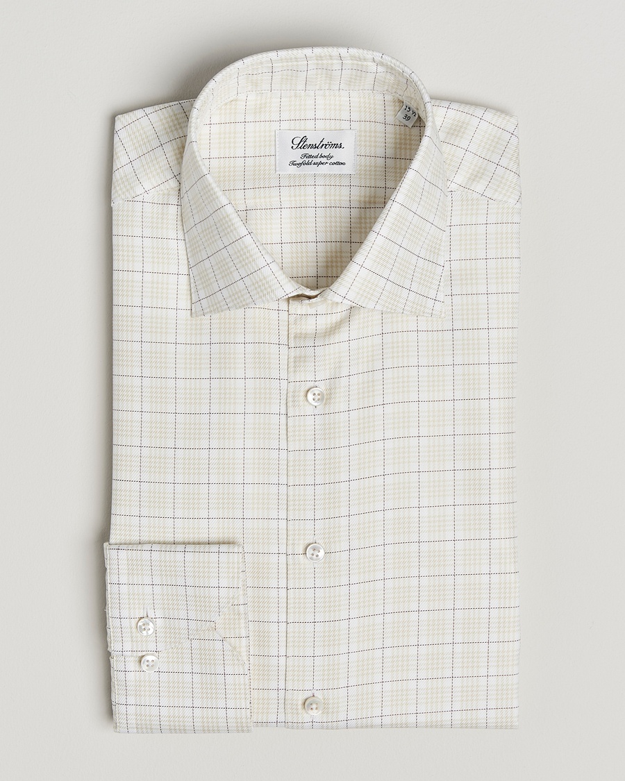 Homme | | Stenströms | Fitted Body Checked Shirt Beige