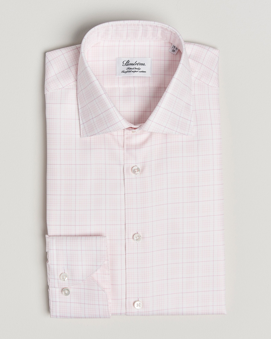 Homme | | Stenströms | Fitted Body Checked Shirt Pink
