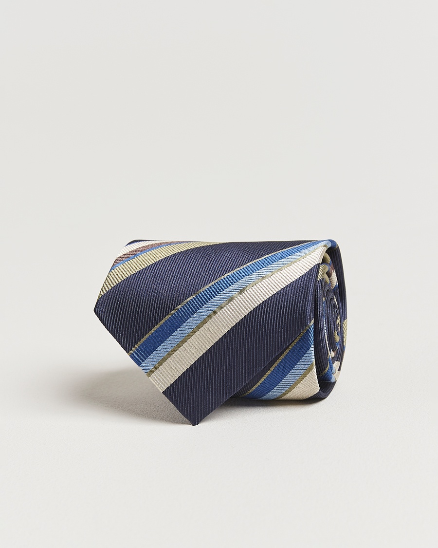 Homme | Accessoires | Stenströms | Striped Silk Tie Navy